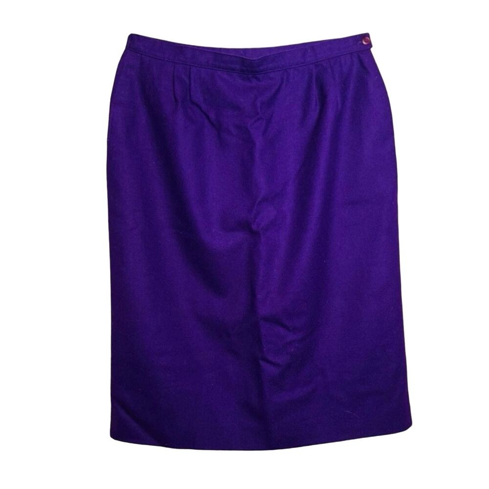 Pendleton Size 12 Purple Wool A Line Pencil Skirt Vintage 80s Lined Side Button